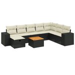 vidaXL Salon de jardin 9 Pièces avec coussins noir résine tressée