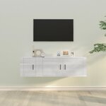 vidaXL Ensemble de meubles TV 2 Pièces blanc brillant bois d'ingénierie