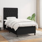 vidaXL Sommier à lattes de lit avec matelas Noir 90x190 cm Tissu