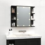 vidaXL Armoire à miroir avec LED noir 70x16 5x60 cm