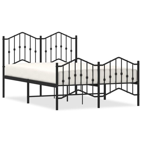 vidaXL Cadre de lit métal sans matelas avec pied de lit noir 120x200cm