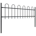 vidaXL Clôture de jardin avec dessus en cerceau Acier 8 5 x 0 6 m Noir