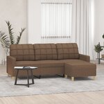 vidaXL Canapé à 3 places avec repose-pieds Marron 180 cm Tissu