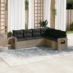 vidaXL Salon de jardin 6 Pièces avec coussins gris résine tressée