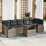 vidaXL Ensemble de canapé de jardin de 8 pièces avec coussins gris en poly rotin