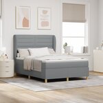 Lit à ressort box avec matelas Gris clair 140x200 cm Tissu