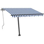vidaXL Auvent manuel rétractable avec LED 350x250 cm Bleu et blanc