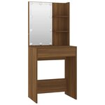 vidaXL Ensemble de coiffeuse avec LED Chêne marron Bois d'ingénierie