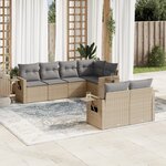 vidaXL Salon de jardin avec coussins 7 Pièces beige résine tressée