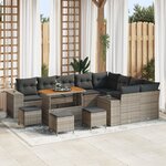 Ensemble de Jardin 13 Pièces avec Coussins Gris Rattan Acacia