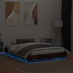 vidaXL Cadre de lit avec lumières LED chêne fumé 135x190 cm