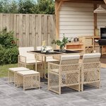 vidaXL Ensemble à manger de jardin et coussins 9 Pièces beige Poly rotin