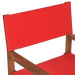vidaXL Chaise de metteur en scène Bois de teck solide Rouge