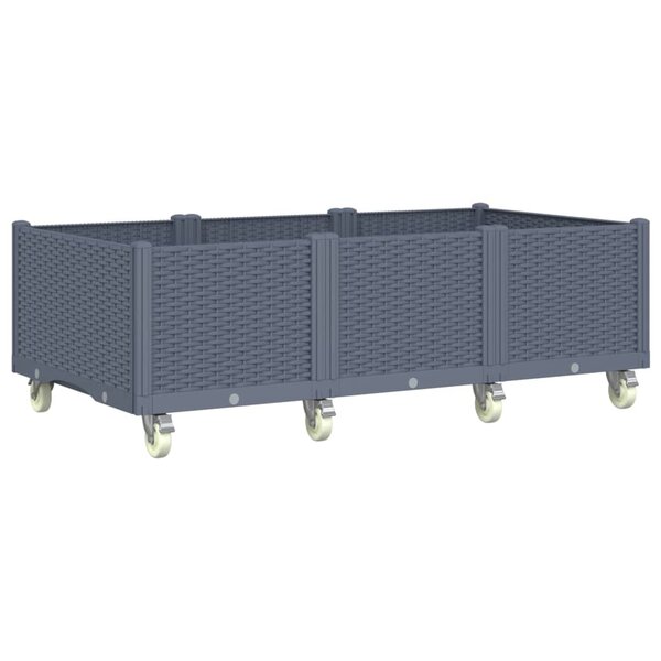 vidaXL Jardinière à roulettes gris 150x80x54 cm PP