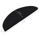 vidaXL Tapis d'escalier autocollants 15 Pièces 56x17x3 cm Noir