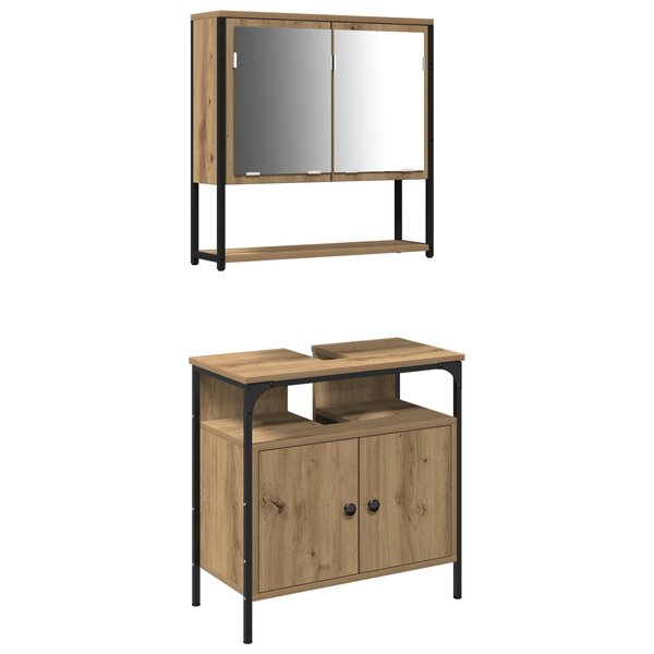 vidaXL Ensemble de meubles de salle de bain 2 pièces en chêne artisan en bois d'ingénierie