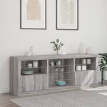 vidaXL Buffet avec lumières LED sonoma gris 181 5x37x67 cm
