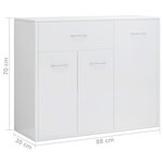 vidaXL Buffet Blanc brillant 88x30x70 cm Bois d'ingénierie