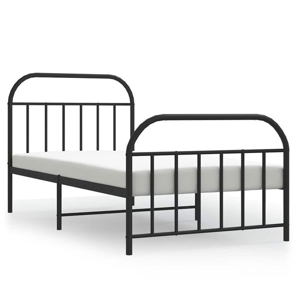 vidaXL Cadre de lit métal sans matelas et pied de lit noir 100x200 cm
