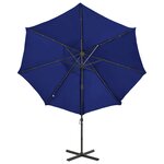 vidaXL Parasol déporté avec mât et lumières LED Bleu azur 300 cm