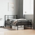vidaXL Cadre de lit métal sans matelas avec pied de lit noir 100x190cm
