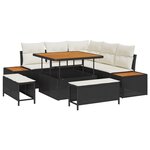 vidaXL Ensemble de Canapés de Jardin 8 Pièces avec Coussins Rattan Noir Acacia