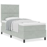 Lit à ressort vidaXL avec matelas Gris clair 90x200 cm Velours