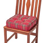 Galette de chaise coussin rehausseur en coton à carreaux écossais Rouge  40 x 40 x 10 cm - HOMESCAPES