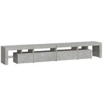 vidaXL Meuble TV avec lumières LED Gris béton 260x36 5x40 cm