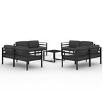 Salon de jardin meuble d'extérieur ensemble de mobilier 9 pièces avec coussins aluminium anthracite 02_0017891