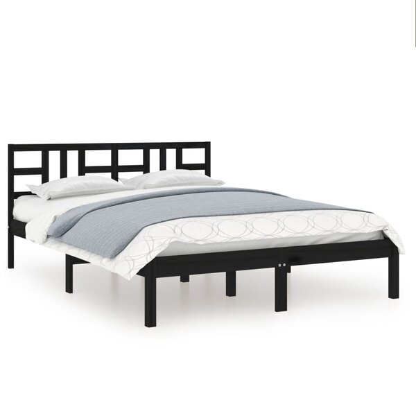 vidaXL Cadre de lit sans matelas noir 140x190 cm bois massif