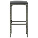 vidaXL Tabourets de bar avec coussins lot de 2 gris résine tressée