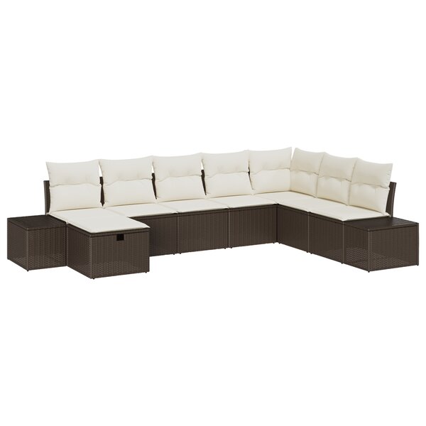 vidaXL Set de Canapés de Jardin 8 Pièces Avec Coussins Marron Rattan Poly