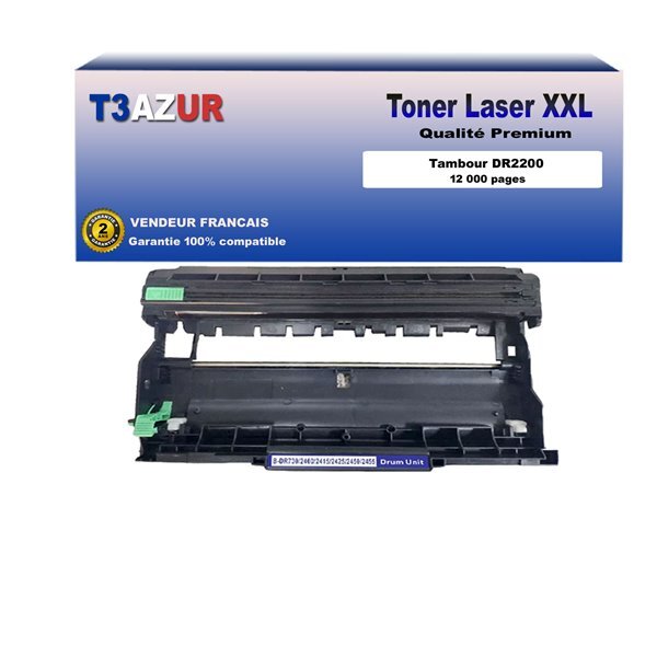 Kit Tambour compatible avec Brother DR2200 pour Brother MFC7360  MFC7360N  MFC7460  MFC7460DN  MFC7860DW - 12 000 pages - T3AZUR