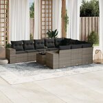 vidaXL Salon de jardin 11 Pièces avec coussins gris résine tressée