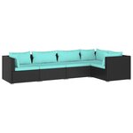 Salon de jardin meuble d'extérieur ensemble de mobilier 5 pièces avec coussins résine tressée noir 02_0016471