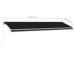 vidaXL Auvent manuel rétractable avec LED 600x300 cm Anthracite