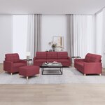vidaXL Ensemble de canapés 4 Pièces avec coussins Rouge bordeaux Tissu