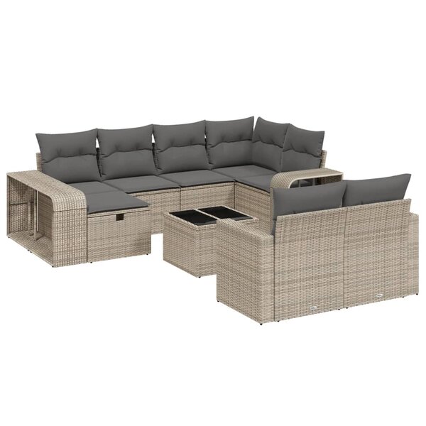 vidaXL Salon de jardin 11 Pièces avec coussins gris résine tressée