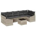 vidaXL Ensemble de Canapé de Jardin 8 pièces avec Coussins Gris Clair Poly Rattan