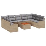 vidaXL Ensemble de canapé de jardin 10 pièces avec coussins beige rattan acacia