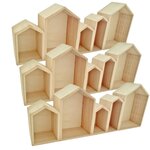 3 étagère en bois 5 maisons 50 x 8 x 20 cm