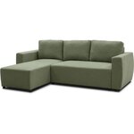 Canapé d'angle convertible réversible 3-4 places - PHARELL - Tissu olive - Coffre de rangement - 224 x 155 x 85 cm