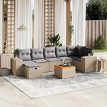 vidaXL Salon de jardin avec coussins 8Pièces mélange beige résine tressée
