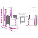 vidaXL Chaises de jardin inclinables lot de 2 et table résine tressée