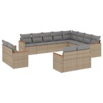 vidaXL Salon de jardin avec coussins 12 Pièces beige résine tressée
