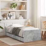 vidaXL Cadre de lit avec tiroirs sans matelas gris béton 100x200 cm
