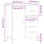 vidaXL Buffet Blanc brillant 69 5x34x90 cm Bois d'ingénierie