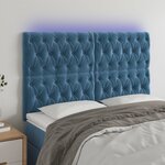 vidaXL Tête de lit à LED Bleu foncé 160x7x118/128 cm Velours