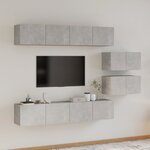 vidaXL Ensemble de meubles TV 6 Pièces Gris béton Bois d'ingénierie